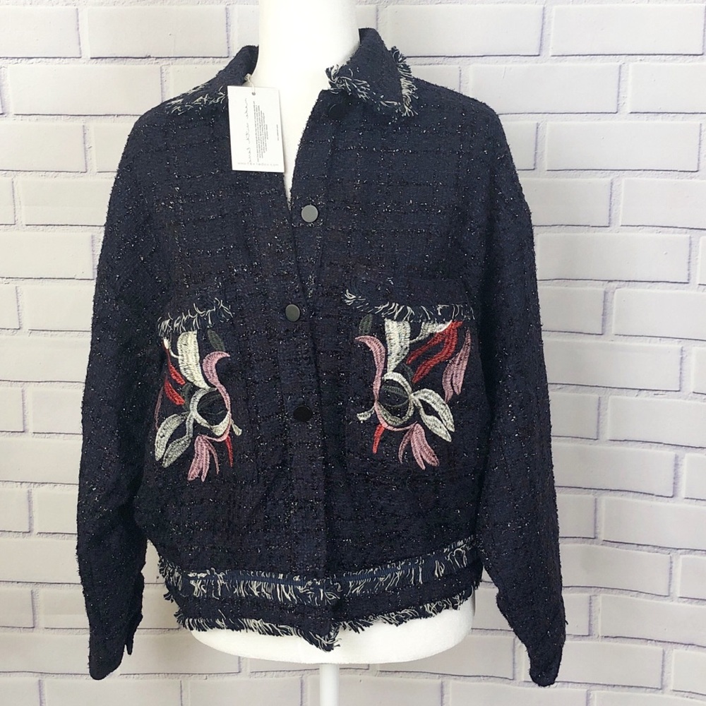 FoxieDox Navy Blue Tweed Jacket Sz S